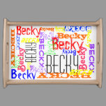 Personalized Custom Name Collage Colorful Serving Tray