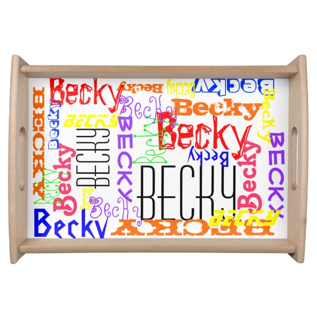 Personalized Custom Name Collage Colorful Serving Tray (Front)