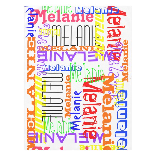 Personalized Custom Name Collage Colorful Tablecloth (Front)