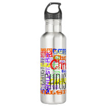 Personalized Custom Name Collage Colorful Water Bottle Personalized Custom Name Collage Colorful Water Bottle