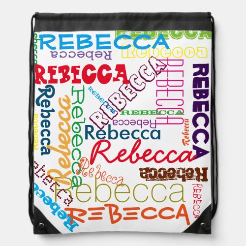 Personalized Custom Name Collage Drawstring Bag