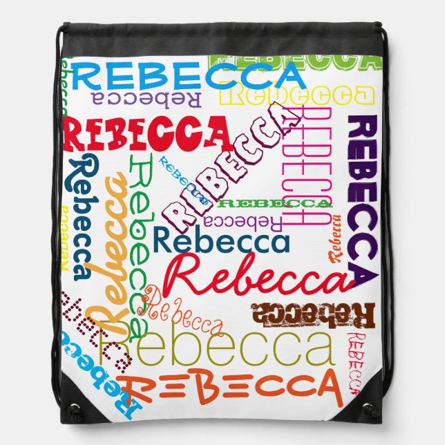 Personalized Custom Name Collage Drawstring Bag (Front)