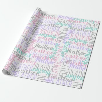 Personalized Custom Name Collage Pink Birthday Wrapping Paper by cutencomfy at Zazzle