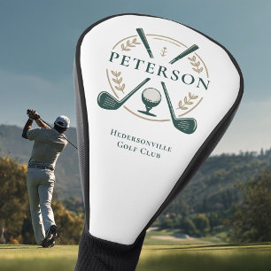 Personalized Custom Name & Crest Design Elegant Golf Head Cover