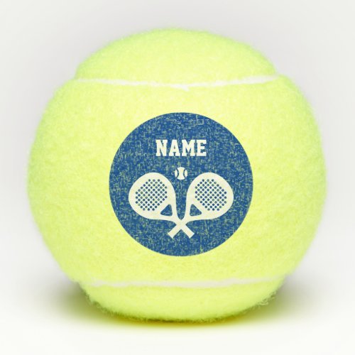 Personalized custom name crossed padel racket logo tennis balls