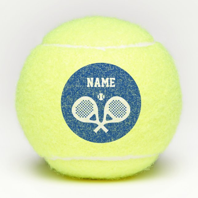 Personalized custom name crossed padel racket logo tennis balls (Front)