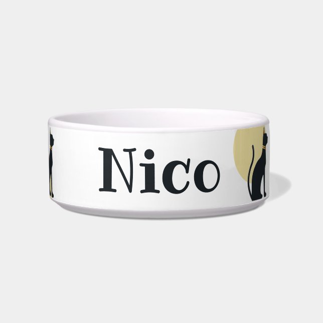Personalized Custom Name Cute Cat Food or water Bo Bowl (Front)