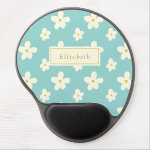Personalized Custom Name Daisy Cute Floral Flowers Gel Mouse Pad