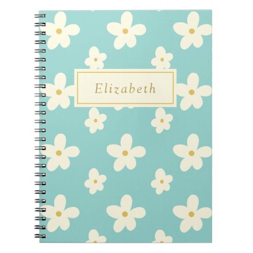 Personalized Custom Name Daisy Floral Cute Flowers Notebook