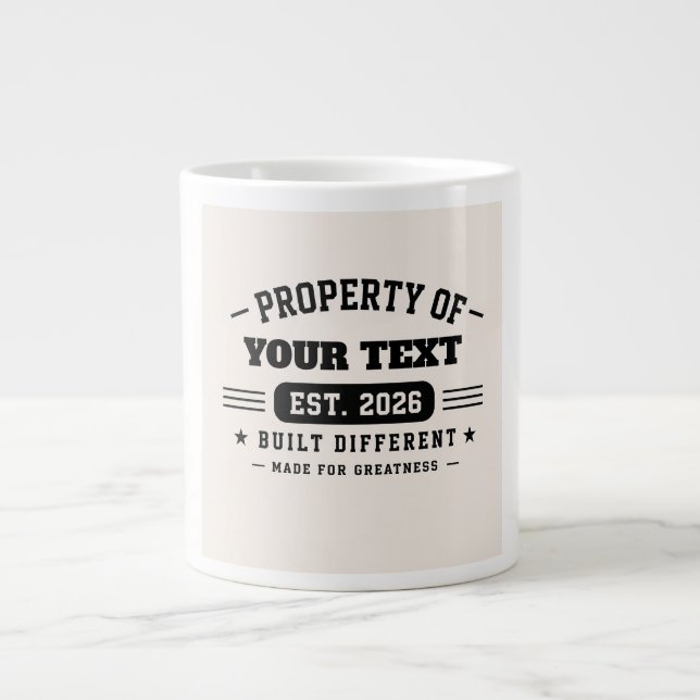 Personalized Custom Name Design – Minimal Modern T Giant Coffee Mug (Front)