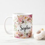Personalized Custom Name Floral Boho Coffee Mug<br><div class="desc">Personalized Custom Name Floral Boho</div>