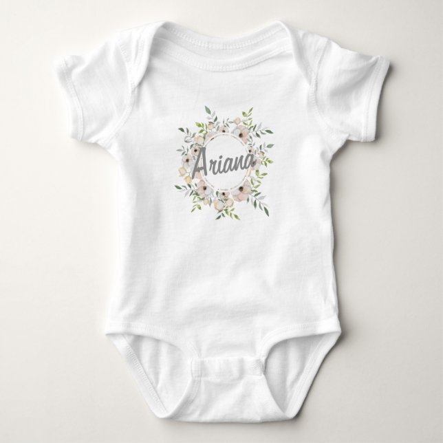 Personalized Custom Name Floral Wreath | Bodysuit (Front)