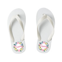 Personalized Custom Name Floral Wreath Flip Flops Personalized Custom Name Floral Wreath Flip Flops