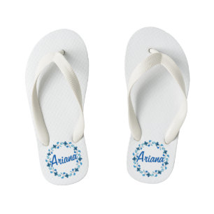 Personalized Custom Name Floral Wreath Flip Flops