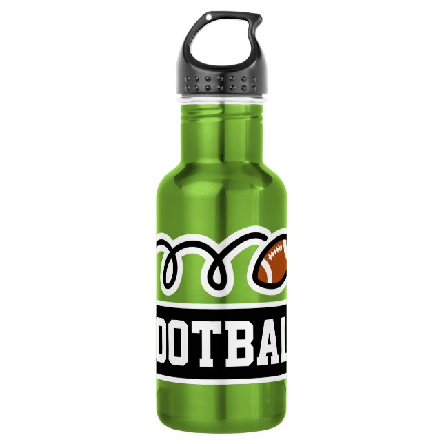Personalized custom name football sports stainless steel water bottle (Front)
