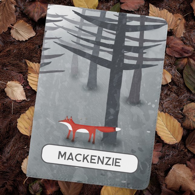 Personalized Custom Name Fox and the Forest Art Passport Holder (Personalized custom name fox and forest woodland passport holder)