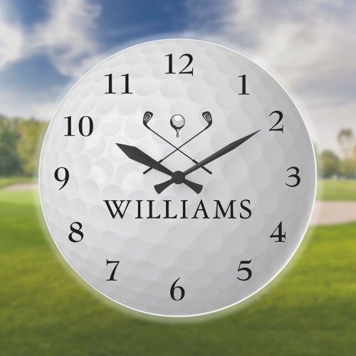 Personalized Custom Name Golf Ball Large Clock