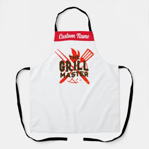 Personalized Custom Name Grill Master Mens Womens Apron