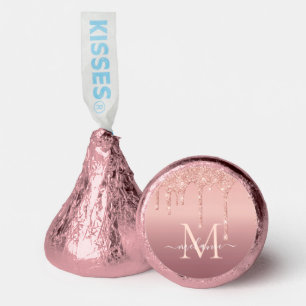 Personalized Custom Name Letter Rose Gold Glitter Hershey®'s Kisses®