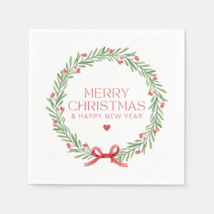 Personalized Custom Name Merry Christmas Happy New Napkins