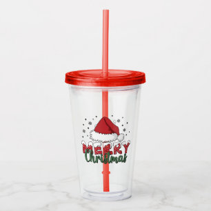 Personalized Custom Name Merry Christmas Holiday Acrylic Tumbler