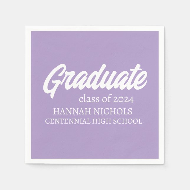 Personalized Custom Name Modern Script Graduation  Napkins (Front)