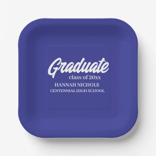 Personalized Custom Name Modern Script Graduation Paper Plates