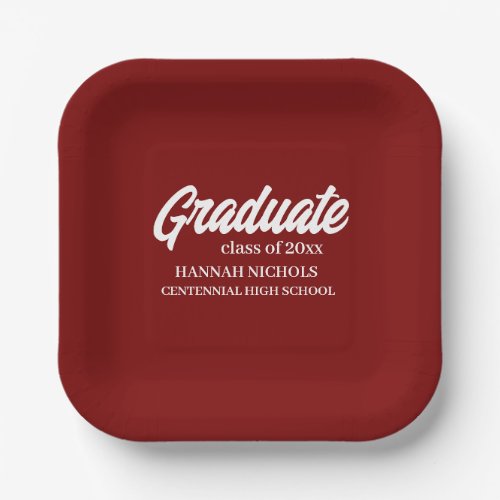 Personalized Custom Name Modern Script Graduation Paper Plates