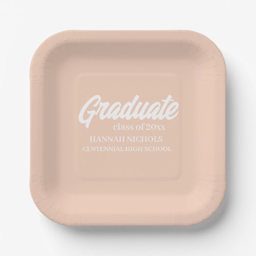 Personalized Custom Name Modern Script Graduation Paper Plates
