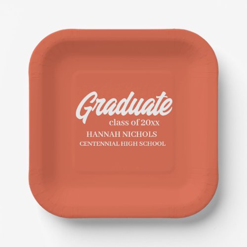 Personalized Custom Name Modern Script Graduation Paper Plates