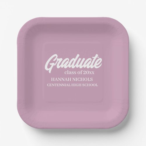 Personalized Custom Name Modern Script Graduation Paper Plates
