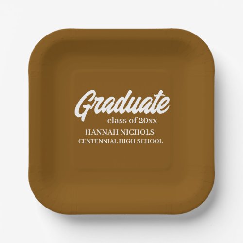 Personalized Custom Name Modern Script Graduation Paper Plates