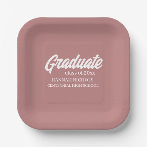 Personalized Custom Name Modern Script Graduation  Paper Plates