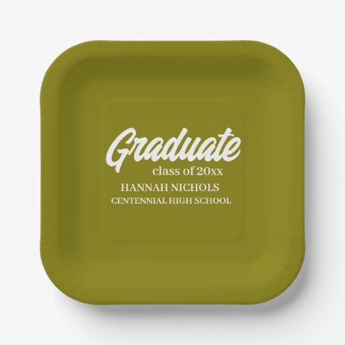 Personalized Custom Name Modern Script Graduation  Paper Plates