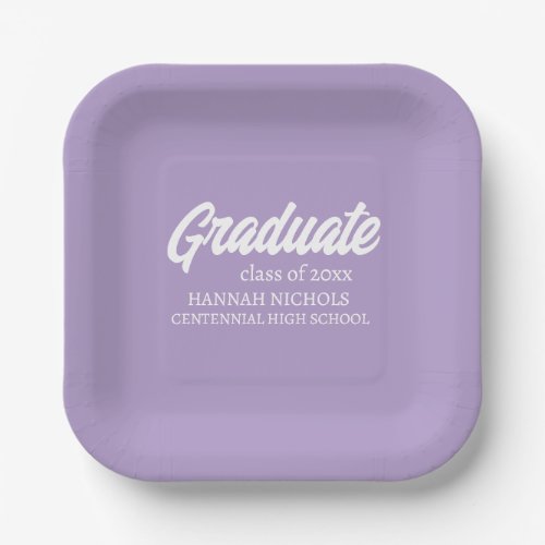 Personalized Custom Name Modern Script Graduation Paper Plates