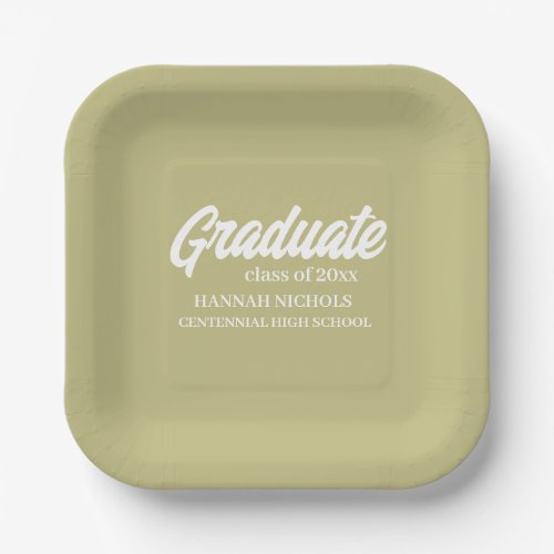 Personalized Custom Name Modern Script Graduation Paper Plates