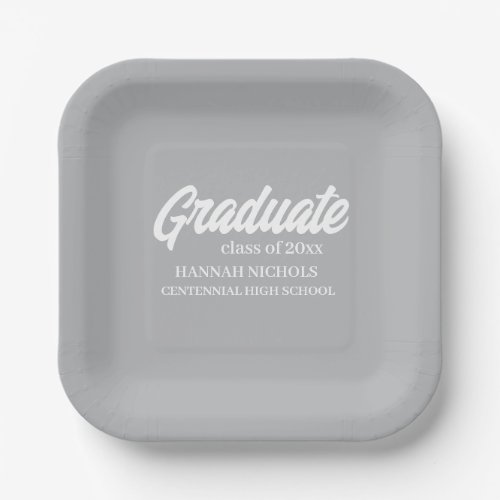 Personalized Custom Name Modern Script Graduation Paper Plates
