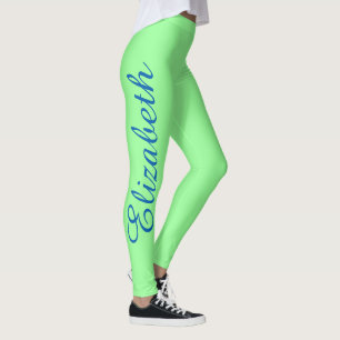 Personalized Custom Name Monogram Mint Green Leggings