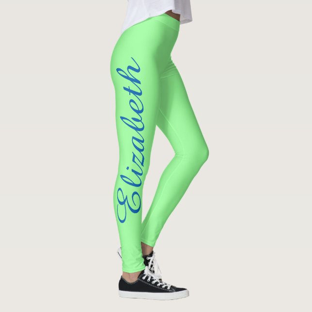 Personalized Custom Name Monogram Mint Green Leggings (Right)