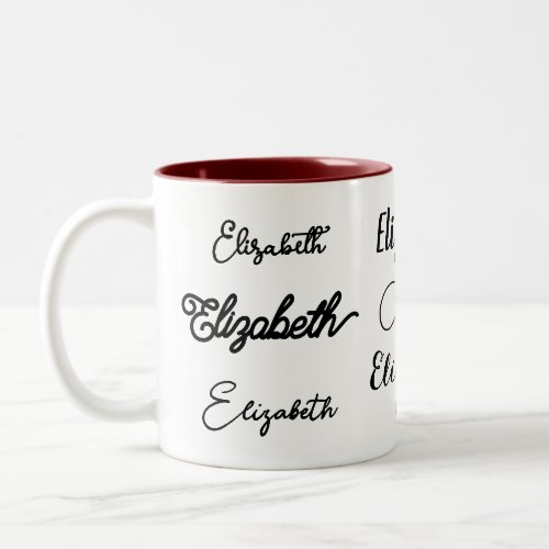 Personalized Custom Name Monogram Signature Script Two_Tone Coffee Mug