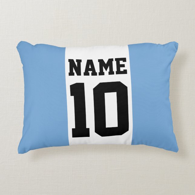 Personalized custom name & number Argentina Flag Accent Pillow (Front)