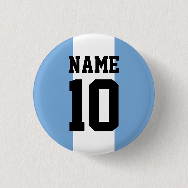 Personalized custom name & number Argentina Flag Button (Front)