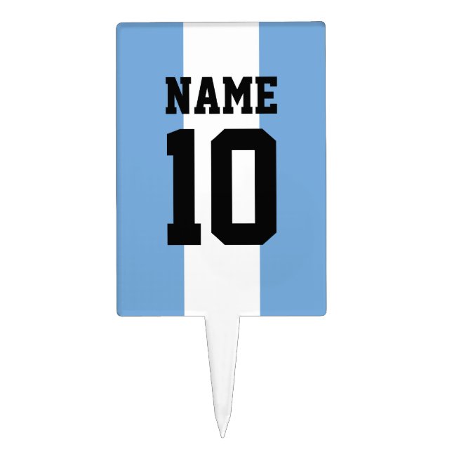 Personalized custom name & number Argentina Flag Cake Topper (Front)