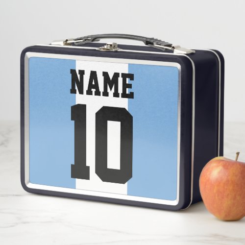 Personalized custom name  number Argentina Flag Metal Lunch Box