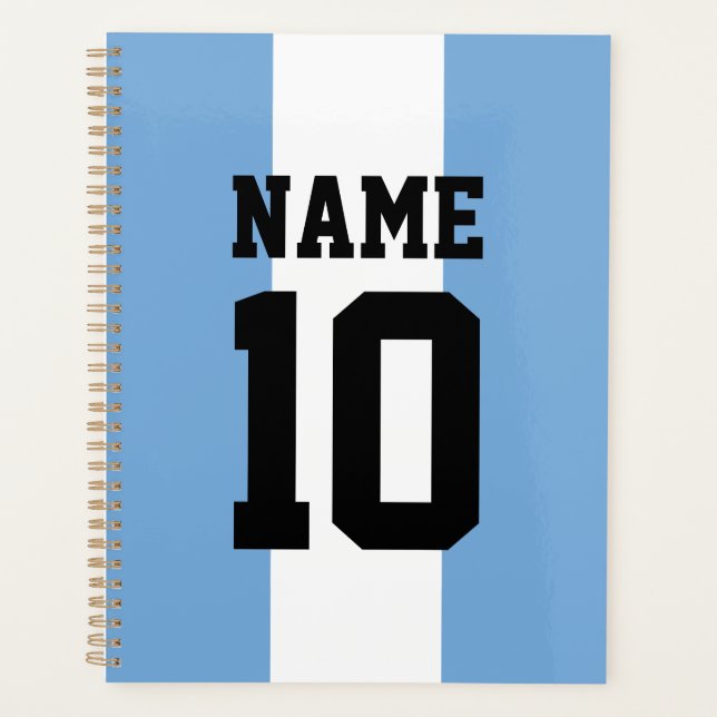 Personalized custom name & number Argentina Flag Planner (Front)