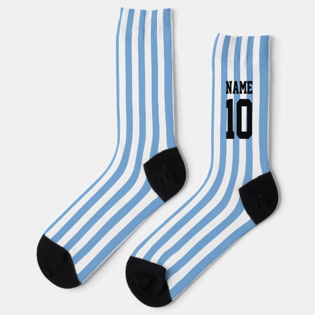 Personalized custom name & number Argentina Flag Socks (Left)