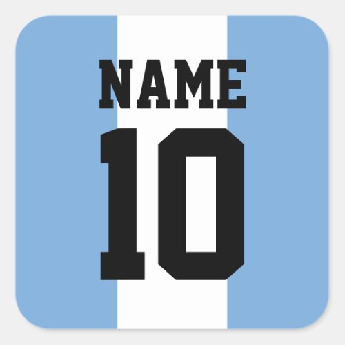 Personalized custom name  number Argentina Flag Square Sticker