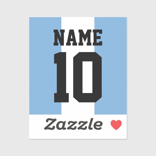 Personalized custom name & number Argentina Flag Sticker (Sheet)