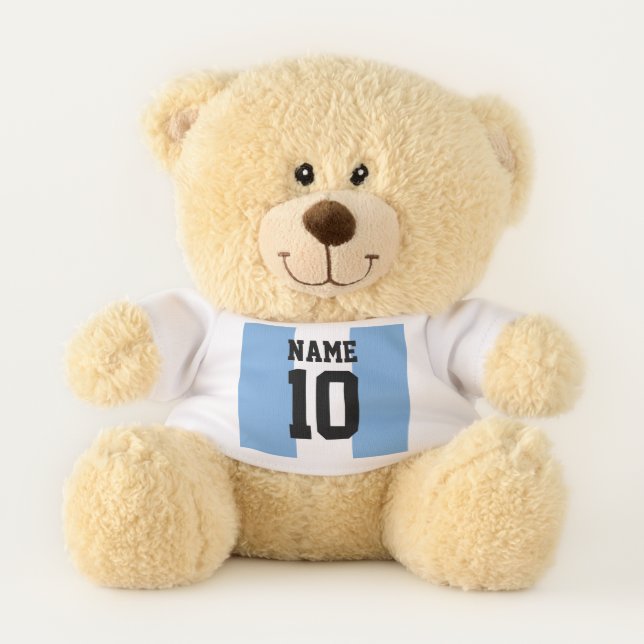 Personalized custom name & number Argentina Flag Teddy Bear (Front)