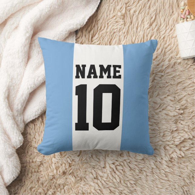 Personalized custom name & number Argentina Flag Throw Pillow (Blanket)